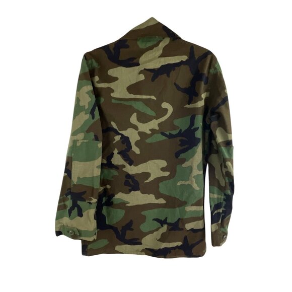U.S. Military Woodland Camo Combat Coat S Cotton Blend Button-Up Pockets Vintage - Picture 7 of 8